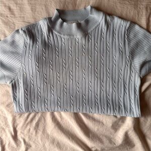 Vintage blue short sleeved turtleneck sweater